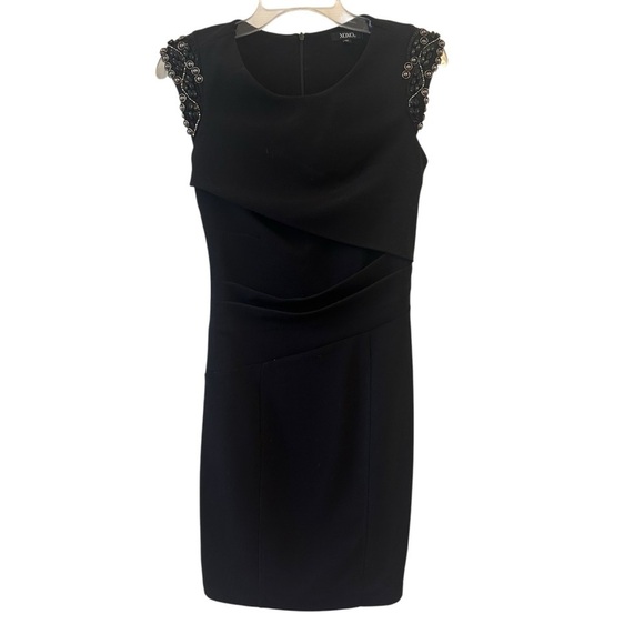 XOXO Semi Formal Black Cocktail Dress with Embellished Sleeves Vintage Y2K - Picture 5 of 9